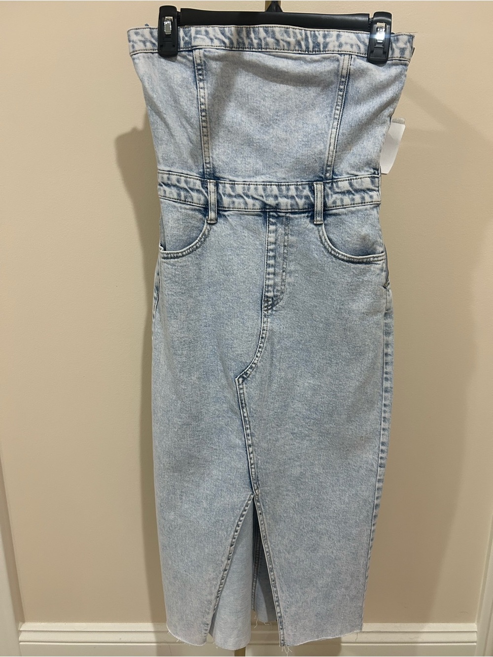 Gianni Bini Light Blue Strapless Denim Midi Dress